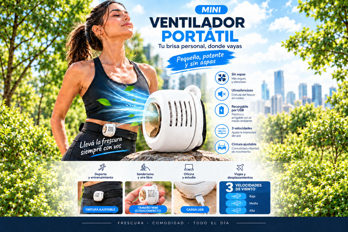 Mini ventilador manos libres de cintura